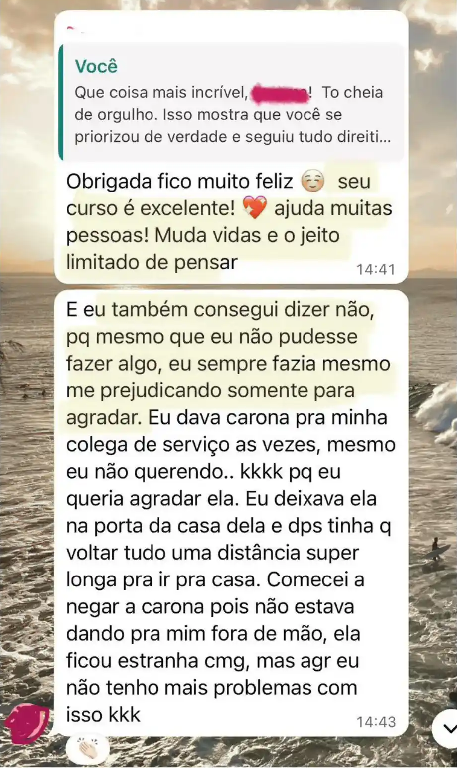 Depoimento sobre conseguir dizer não a uma colega de trabalho